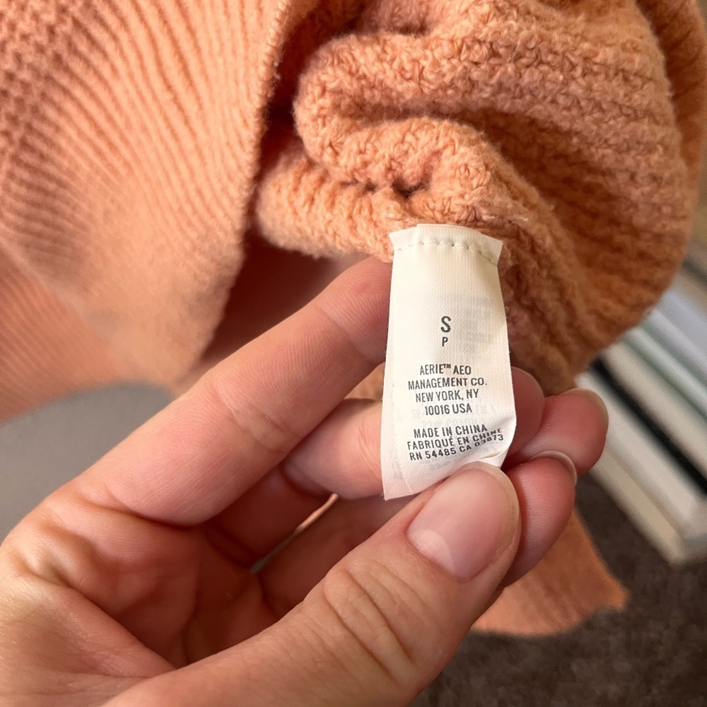 Aerie CozyUp Waffle Knit Hoodie - Peach - Picture 6 of 11